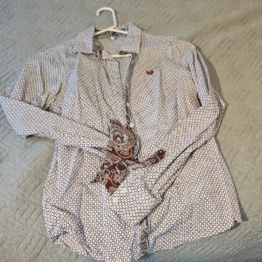 Women's Cinch Western Patterned Shirt with Paisley Cuffs - Picture 4 of 10